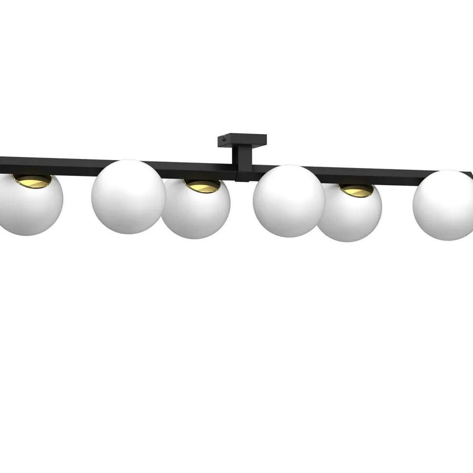 Deckenlampe Glas satiniert Metall Schwarz Gold 6-flmg