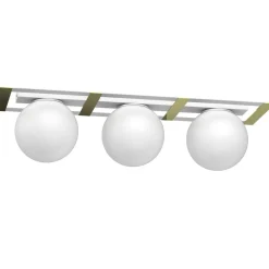 Deckenlampe Glaskugeln Metall in Weiß Gold E27 L:70 cm