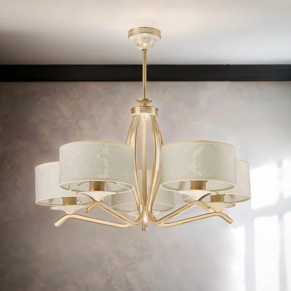 Deckenlampe Gold Weiß Ø66cm Esstisch Leuchte 5xE27