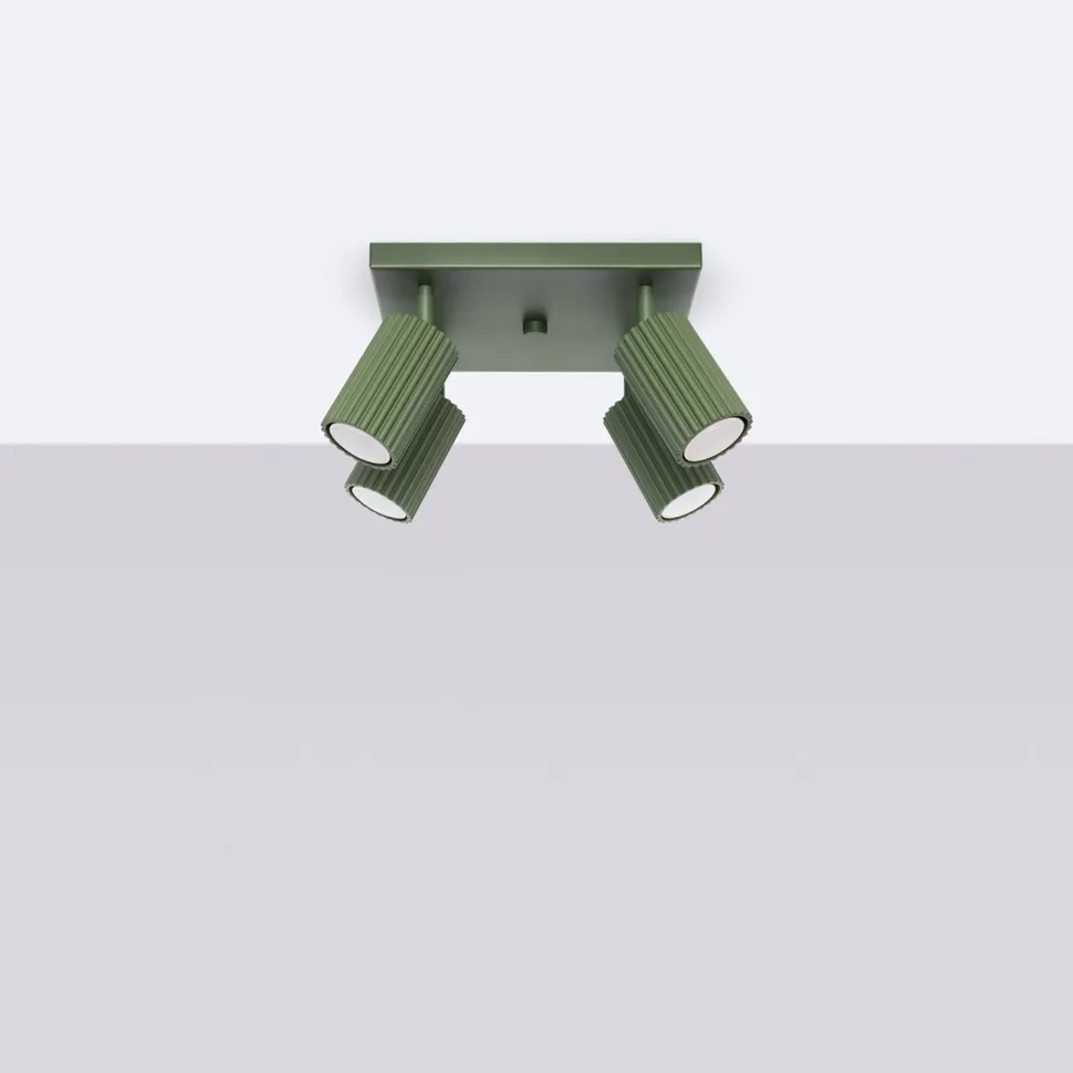 Deckenlampe Grün B: 25 cm klein schwenkbar 4x GU10 Aluminium