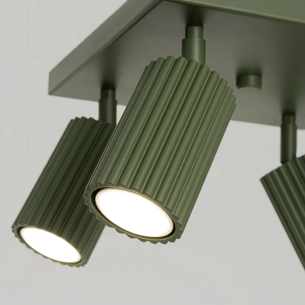 Deckenlampe Grün B: 25 cm klein schwenkbar 4x GU10 Aluminium