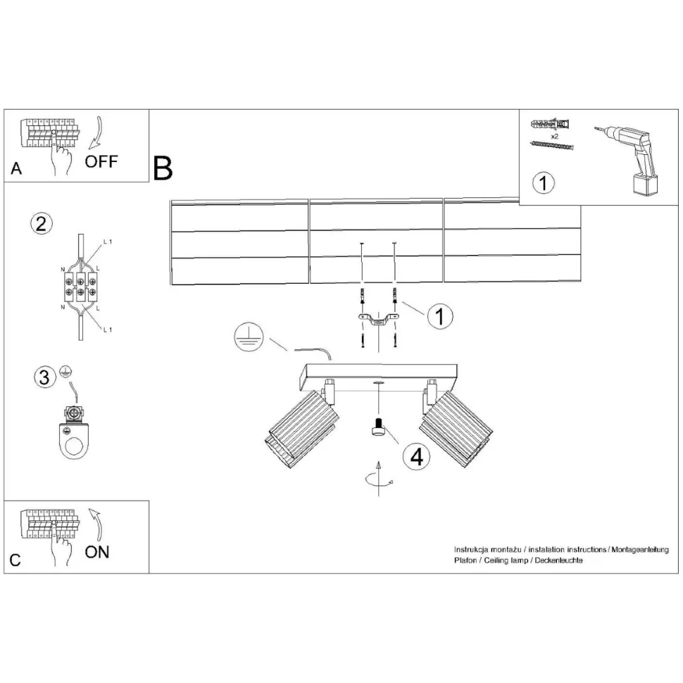 Deckenlampe Grün B: 25 cm klein schwenkbar 4x GU10 Aluminium