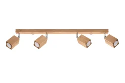 Deckenlampe Holz 4-flammig 80 cm lang wohnlich GU10