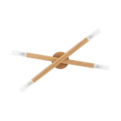 Deckenlampe Holz Glas 50 cm lang in Kiefer Weiß 4x G9