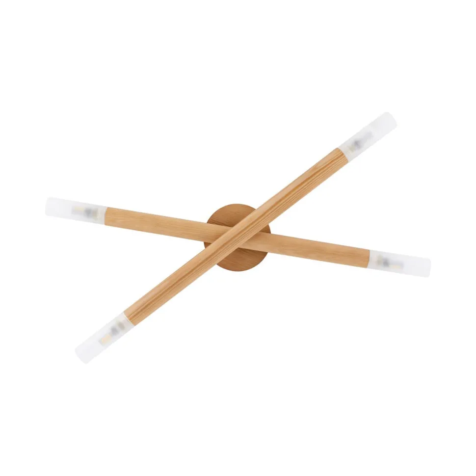 Deckenlampe Holz Glas 50 cm lang in Kiefer Weiß 4x G9