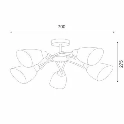 Deckenlampe in Messing Weiß Glas Metall Jugendstil 5x E27