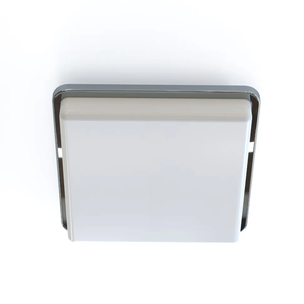 Deckenlampe IP44 Chrom Weiß quadratisch E27 Badezimmer