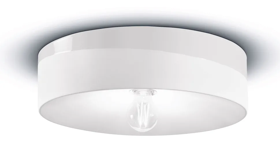 Deckenlampe Keramik D: 40 cm Weiß E27 rund Retro ENRICO