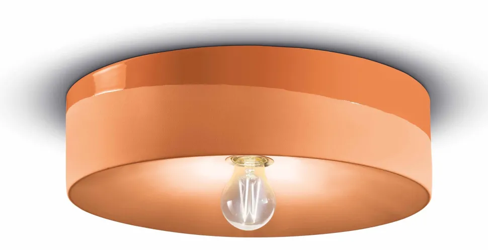 Deckenlampe Keramik E27 D: 40 cm Orange rund Retro