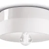 Deckenlampe Keramik E27 D: 25 cm Weiß rund Retro Design