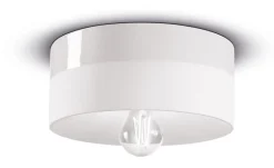 Deckenlampe Keramik E27 D: 25 cm Weiß rund Retro Design