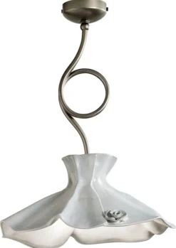 Deckenlampe Keramik Metall E27 in Silber Weiß Landhaus