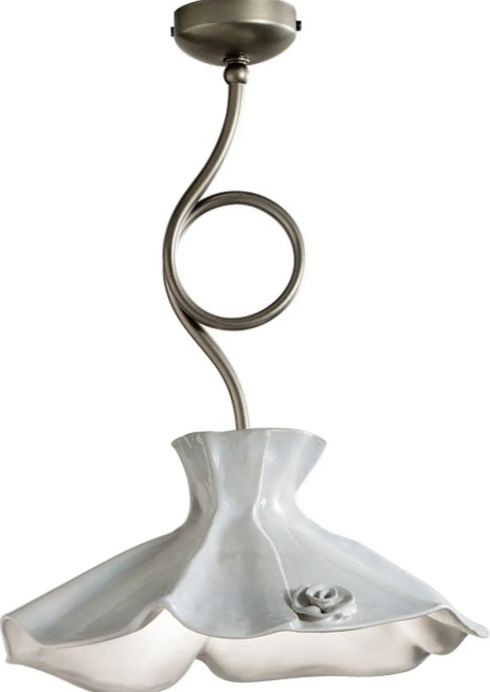 Deckenlampe Keramik Metall E27 in Silber Weiß Landhaus