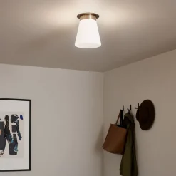 Deckenlampe klein B: 21,6 cm E27 Metall Glas in Bronze Weiß