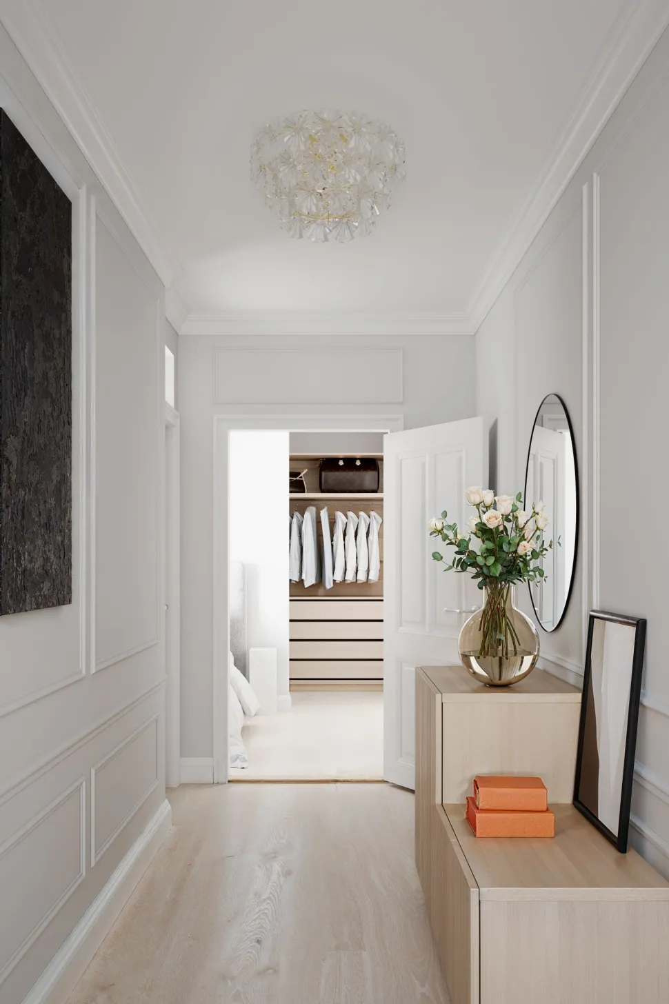 Deckenlampe Kristall 51,5 cm breit in Gold 3-flammig E14