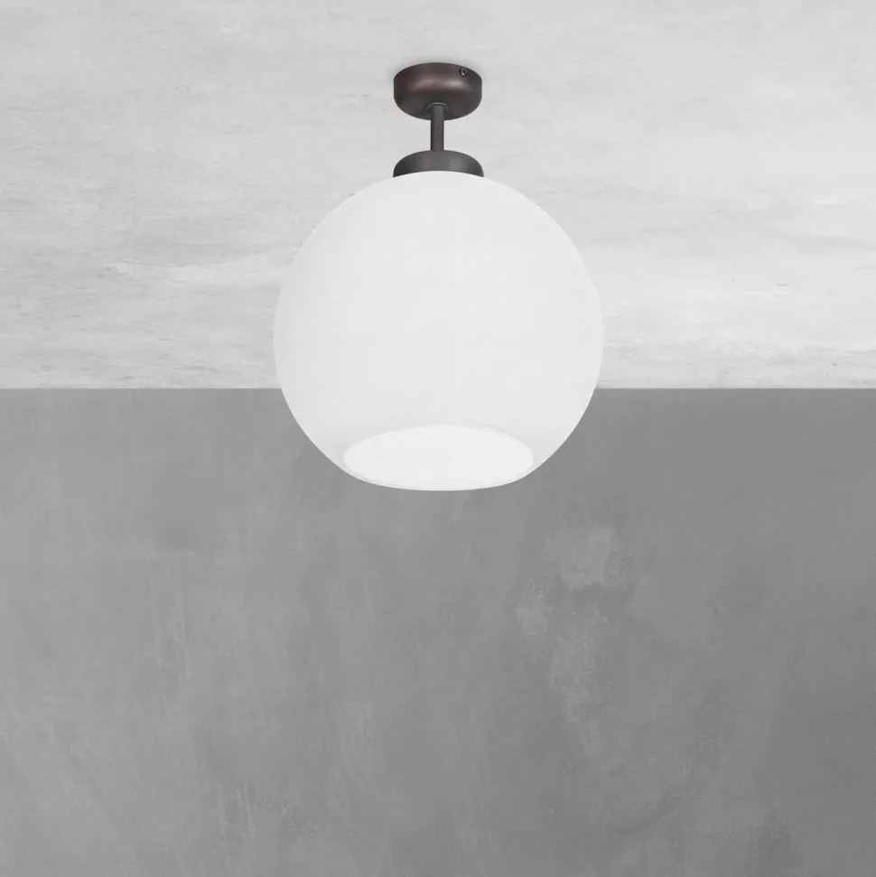 Deckenlampe Kugel Ø 24 cm Messing Glas E27 in Bronze Weiß