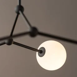 Deckenlampe Kugelschirm Schwarz Weiß Metall Glas