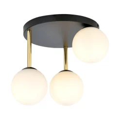 Deckenlampe Kugelschirme 3x E14 Schwarz Weiß Gold