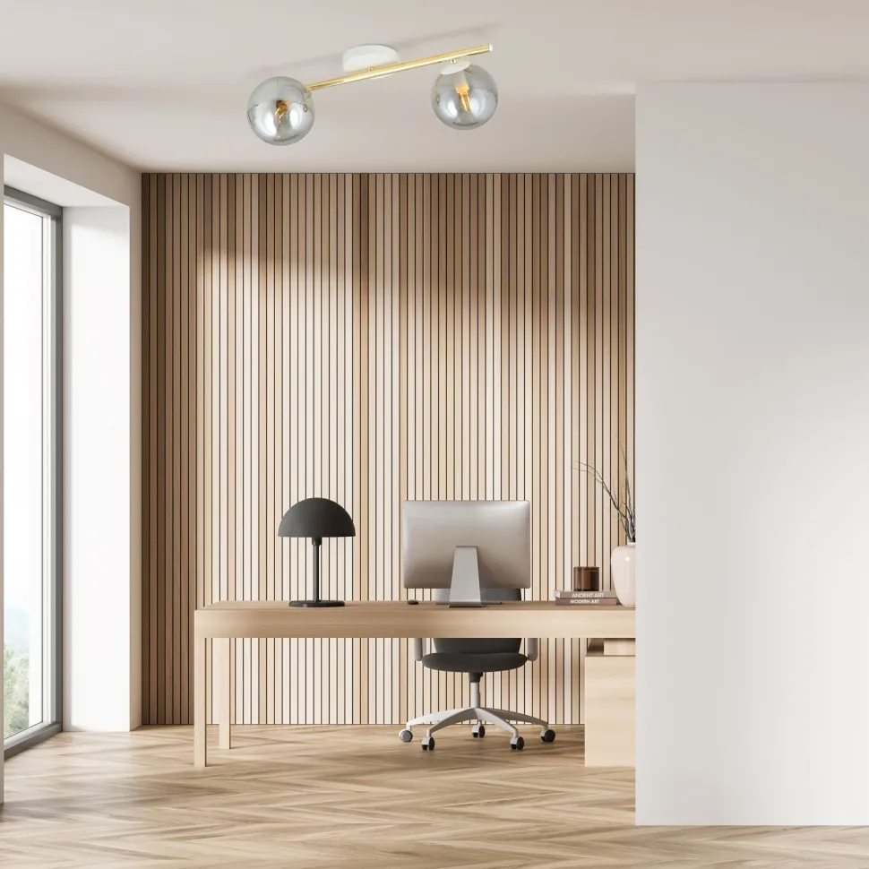 Deckenlampe LUISELLA 55 cm lang Weiß Graphit Gold