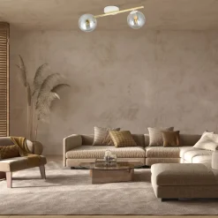 Deckenlampe LUISELLA 55 cm lang Weiß Graphit Gold