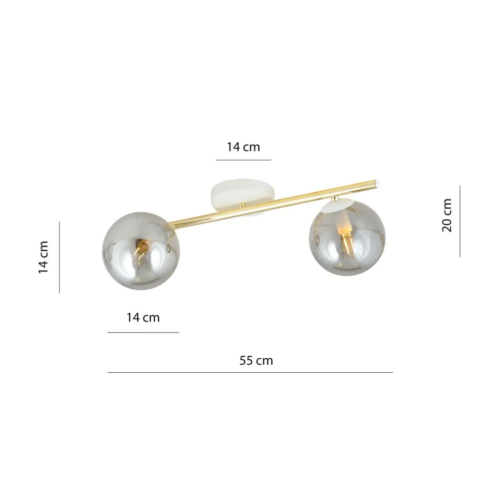 Deckenlampe LUISELLA 55 cm lang Weiß Graphit Gold