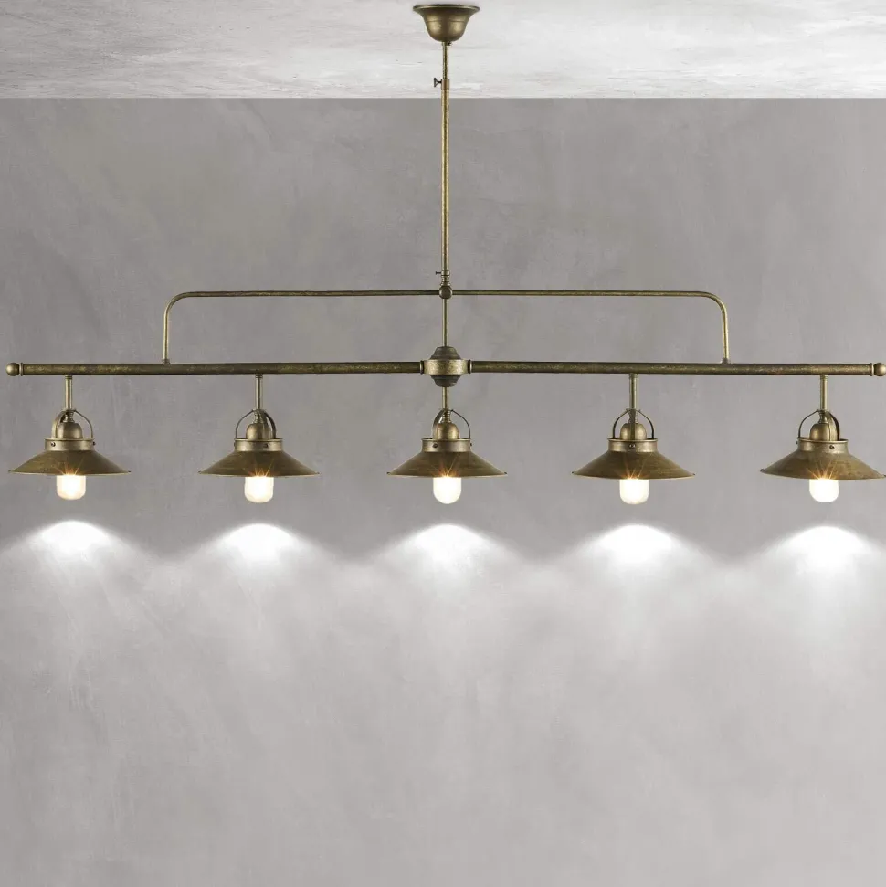 Deckenlampe Messing 140 cm lang höhenverstellbar 5x E27