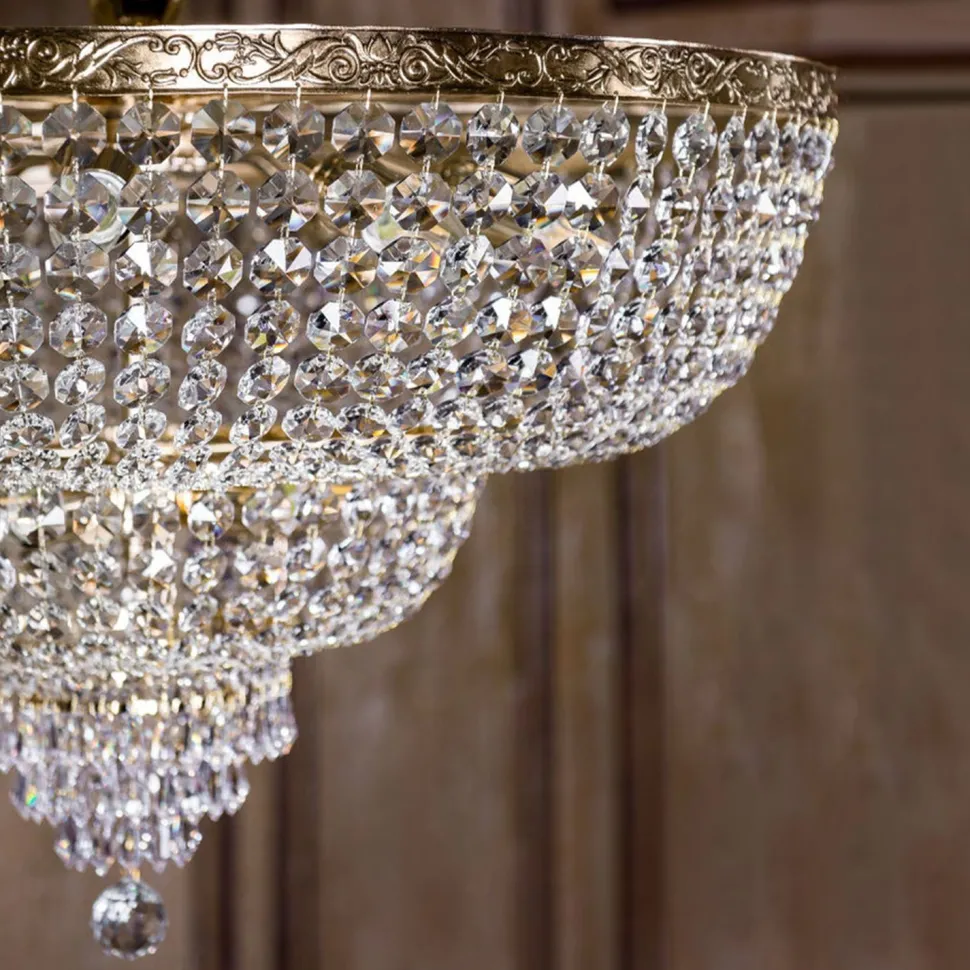 Deckenlampe Metall Ø 100 cm in Gold antik E27 rund PAUL