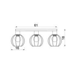 Deckenlampe Metall Draht Schwarz lang 61 cm E27 3-flmg
