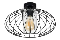 Deckenlampe Metall E27 rund Ø34 cm Schwarz Retro Design