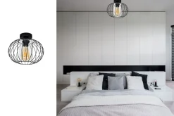 Deckenlampe Metall E27 rund Ø25 cm Schwarz Retro Design