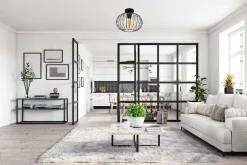 Deckenlampe Metall E27 rund Ø25 cm Schwarz Retro Design