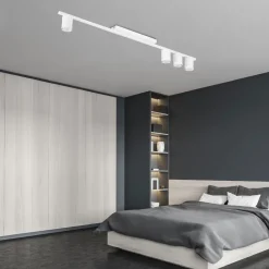 Deckenlampe Metall 3-flammig Weiß 100 cm lang Metall