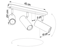 Deckenlampe Metall 3-flammig L:45cm Modern GU10 DUCCIA