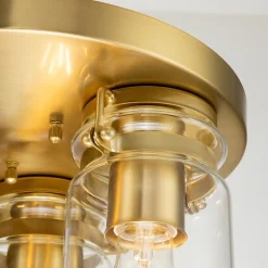 Deckenlampe Metall Glas B: 28,2 cm in Messing gebürstet E27