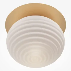 Deckenlampe Metall Glas E27 D: 35 cm rund in Gold Weiß