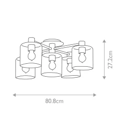 Deckenlampe Metall Glas E27 80,8 cm breit Vintage KAIRO