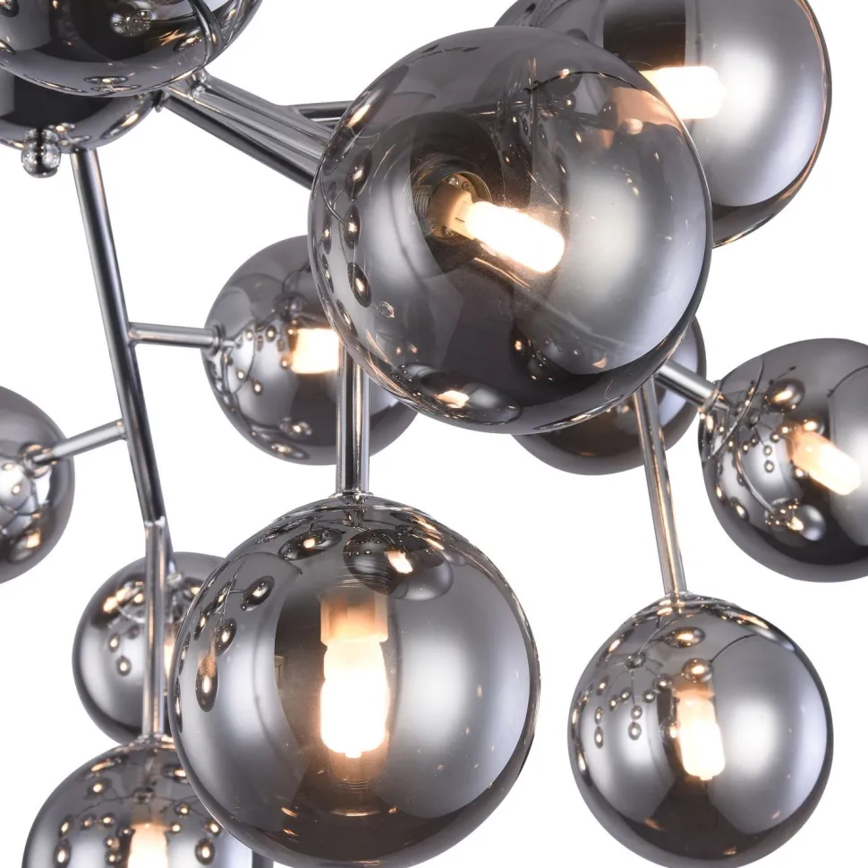 Deckenlampe Metall Glas G9 75 cm breit Chrom Rauchgrau