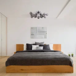 Deckenlampe Metall Glas G9 75 cm breit Chrom Rauchgrau