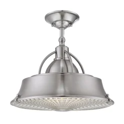 Deckenlampe Metall Glas in Nickel Industrie Design E27