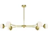 Deckenlampe Metall Glas in Gold Weiß G9 6-flmg blendarm