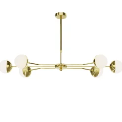 Deckenlampe Metall Glas in Gold Weiß G9 6-flmg blendarm