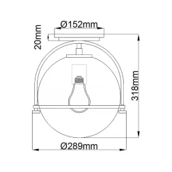 Deckenlampe Metall Glas rund Ø 28,2 cm E27 Kugel Schirm