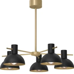 Deckenlampe Metall in Schwarz Gold E27 5-flmg elegant