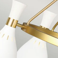 Deckenlampe Metall in Weiß Messing Ø81cm Retro