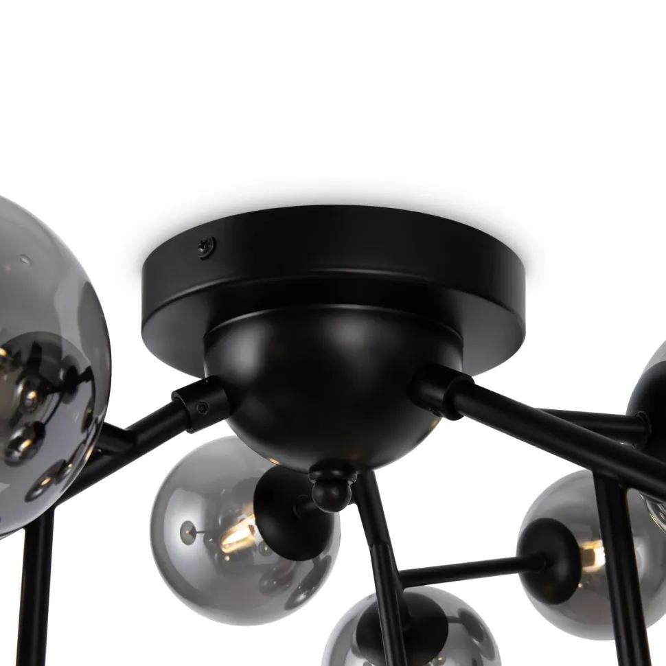 Deckenlampe Metall Rauchglas B: 60 cm Schwarz G9 Modern