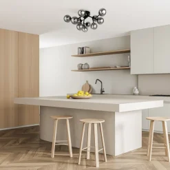 Deckenlampe Metall Rauchglas B: 60 cm Schwarz G9 Modern