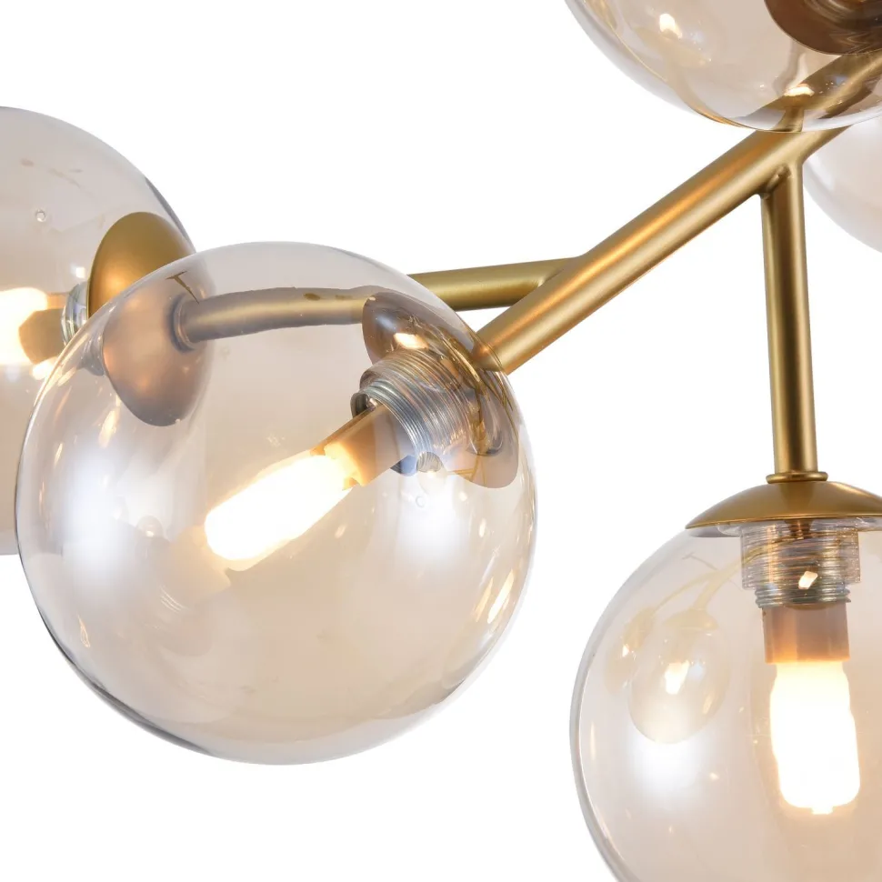 Deckenlampe Metall Rauchglas G9 60 cm breit Kugelschirm