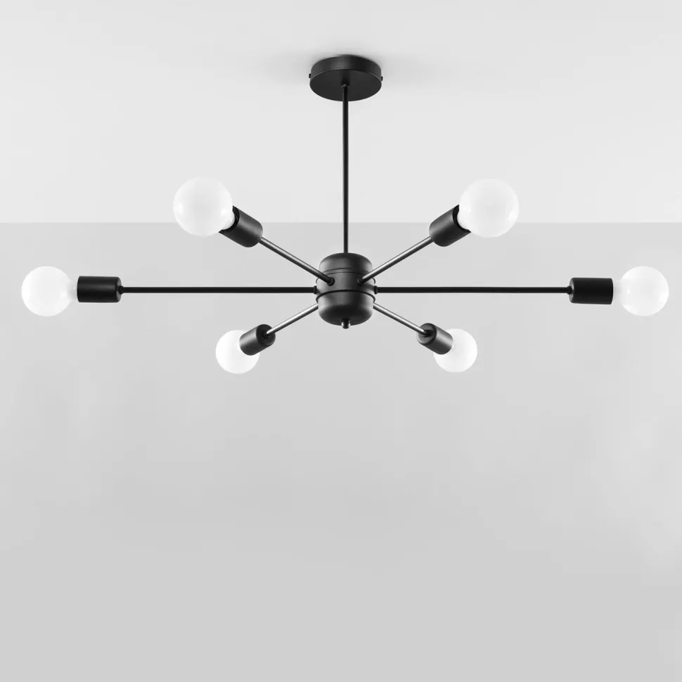 Deckenlampe Metall Retro 86,5 cm länglich 6-flammig