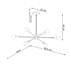 Deckenlampe Metall Retro 86,5 cm länglich 6-flammig