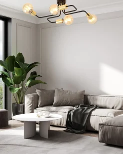 Deckenlampe Metall Schwarz Gold 4-flammig NIELS